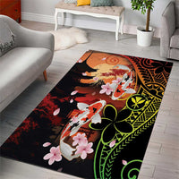 Hawaiian and Japanese Area Rug Koi Fish With Kanaka Polynesian Tattoo LT14 - Polynesian Pride