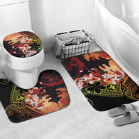 Hawaiian and Japanese Bathroom Set Koi Fish With Kanaka Polynesian Tattoo LT14 Mat Set Only (3 pcs) One Size Black - Polynesian Pride