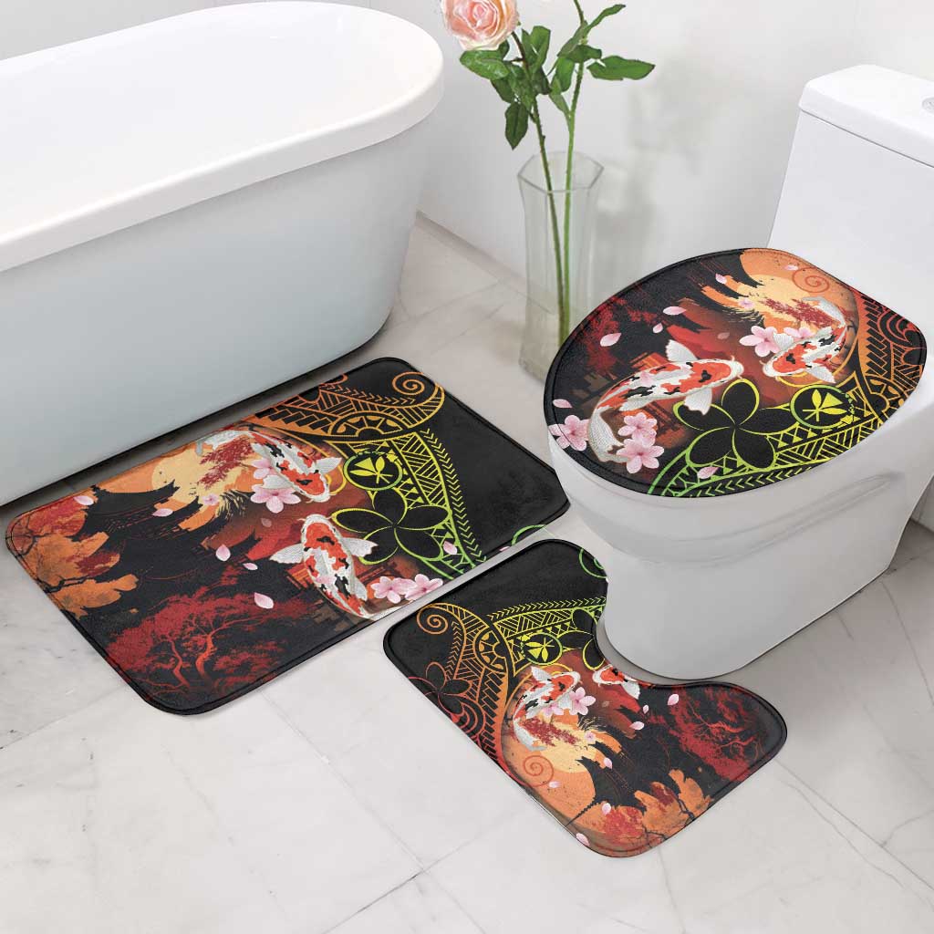 Hawaiian and Japanese Bathroom Set Koi Fish With Kanaka Polynesian Tattoo LT14 - Polynesian Pride