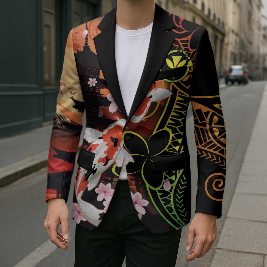 Hawaiian and Japanese Blazer Koi Fish With Kanaka Polynesian Tattoo - Polynesian Pride