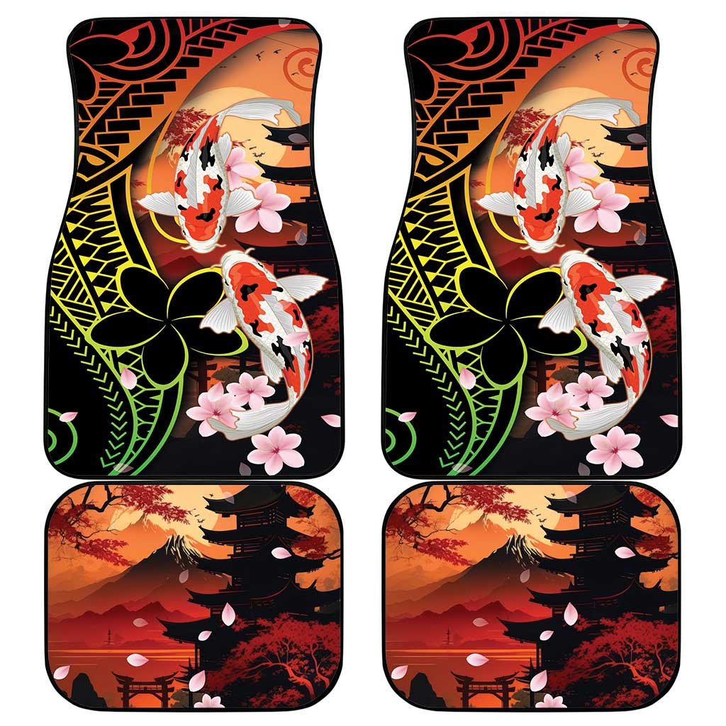 Hawaiian and Japanese Car Mats Koi Fish With Kanaka Polynesian Tattoo LT14 - Polynesian Pride