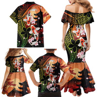 Hawaiian and Japanese Family Matching Mermaid Dress and Hawaiian Shirt Koi Fish With Kanaka Polynesian Tattoo LT14 - Polynesian Pride