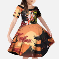 Hawaiian and Japanese Family Matching Off Shoulder Maxi Dress and Hawaiian Shirt Koi Fish With Kanaka Polynesian Tattoo LT14 Daughter's Dress Black - Polynesian Pride