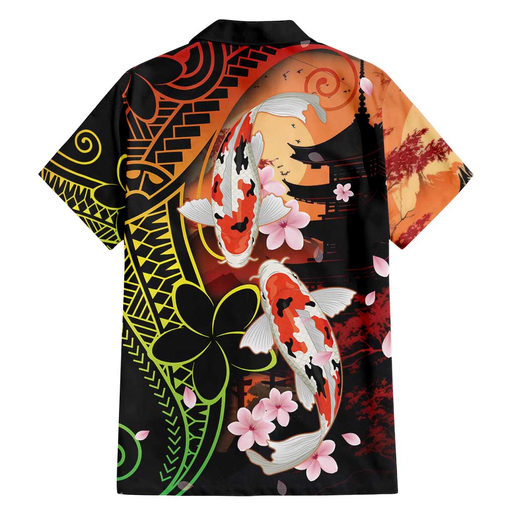 Hawaiian and Japanese Family Matching Puletasi and Hawaiian Shirt Koi Fish With Kanaka Polynesian Tattoo LT14 - Polynesian Pride