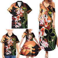 Hawaiian and Japanese Family Matching Summer Maxi Dress and Hawaiian Shirt Koi Fish With Kanaka Polynesian Tattoo LT14 - Polynesian Pride