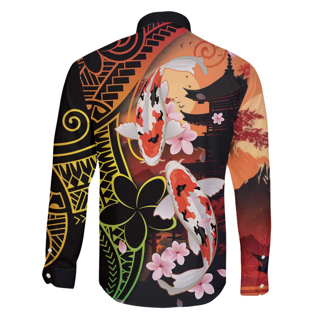 Hawaiian and Japanese Family Matching Summer Maxi Dress and Hawaiian Shirt Koi Fish With Kanaka Polynesian Tattoo LT14 - Polynesian Pride