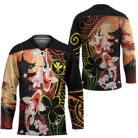 Hawaiian and Japanese Hockey Jersey Koi Fish With Kanaka Polynesian Tattoo - Polynesian Pride