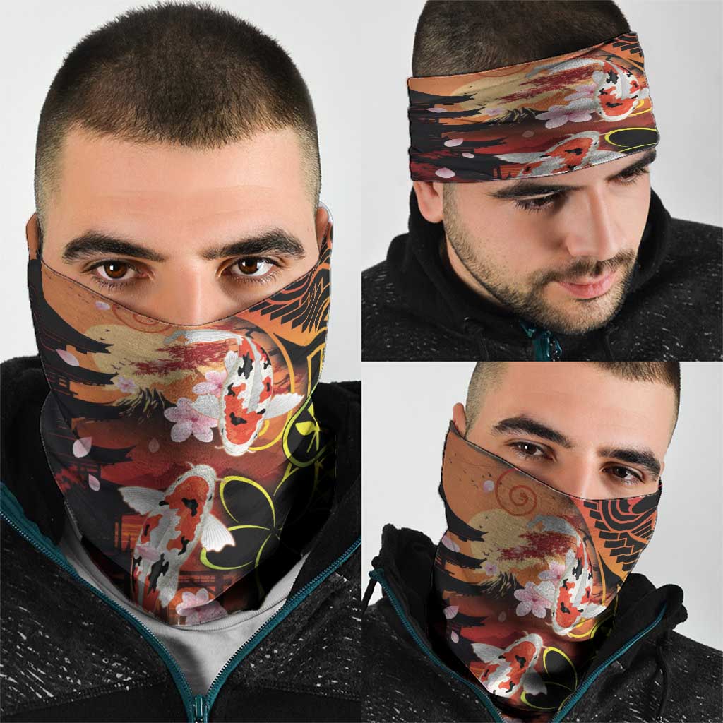 Hawaiian and Japanese Neck Gaiter Koi Fish With Kanaka Polynesian Tattoo LT14 - Polynesian Pride