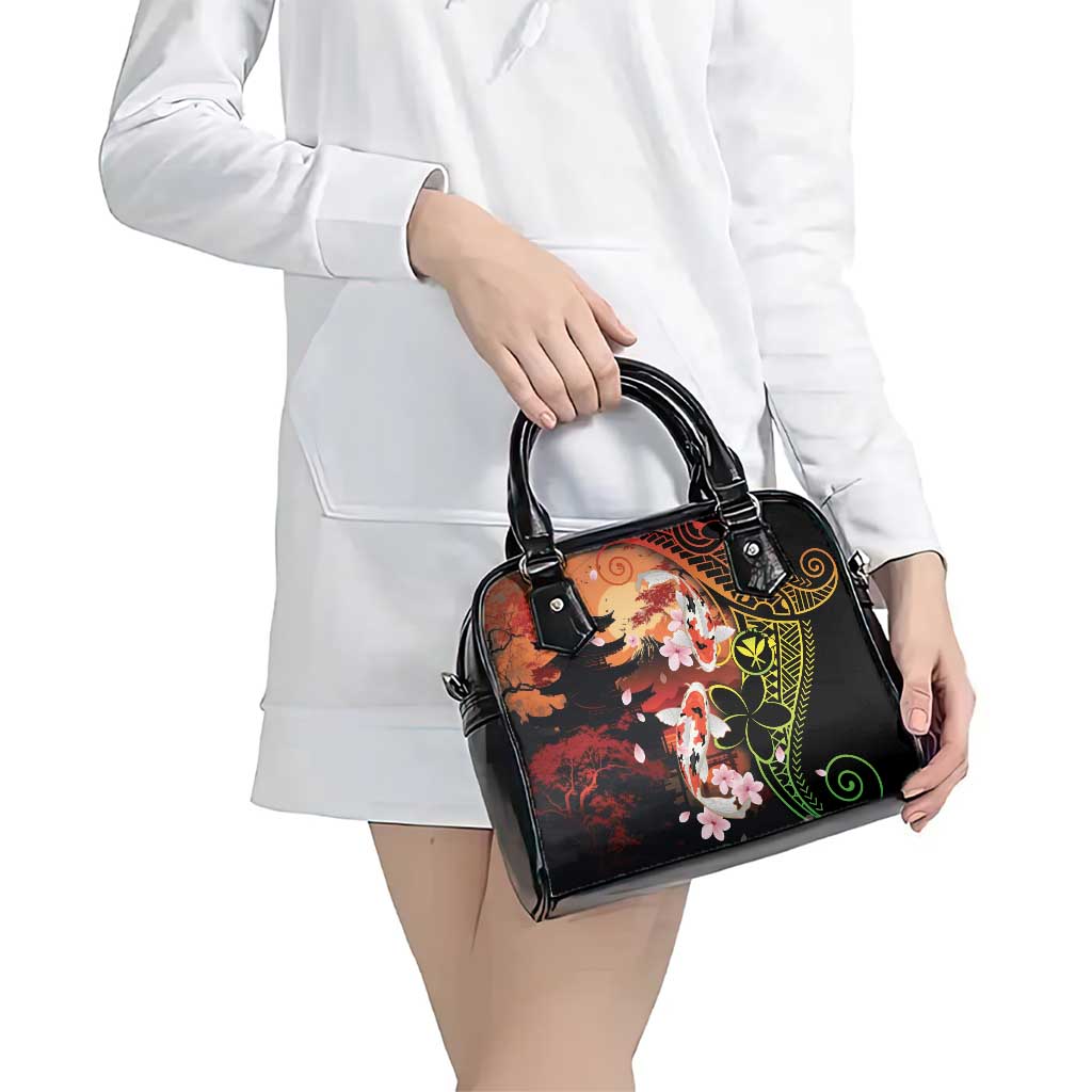 Hawaiian and Japanese Shoulder Handbag Koi Fish With Kanaka Polynesian Tattoo - Polynesian Pride