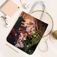 Hawaiian and Japanese Tote Bag Koi Fish With Kanaka Polynesian Tattoo - Polynesian Pride