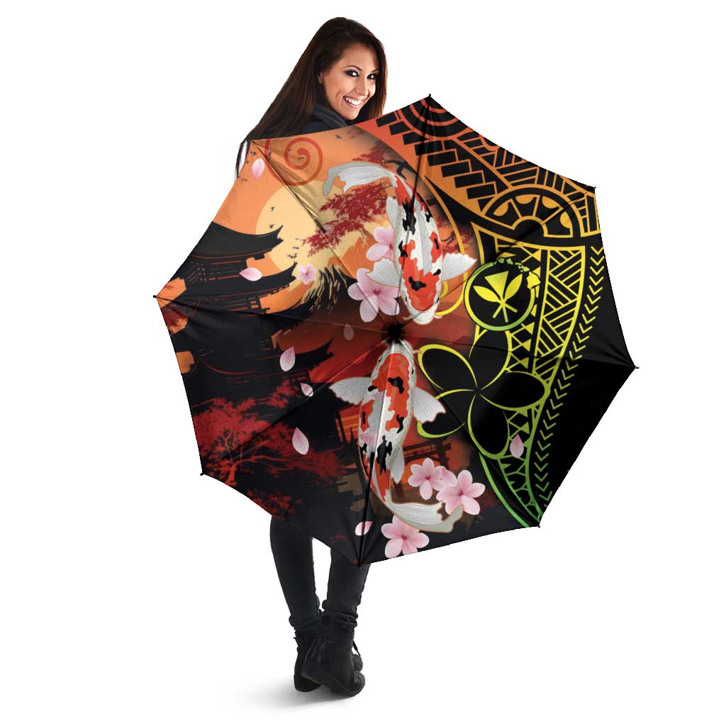 Hawaiian and Japanese Umbrella Koi Fish With Kanaka Polynesian Tattoo - Polynesian Pride