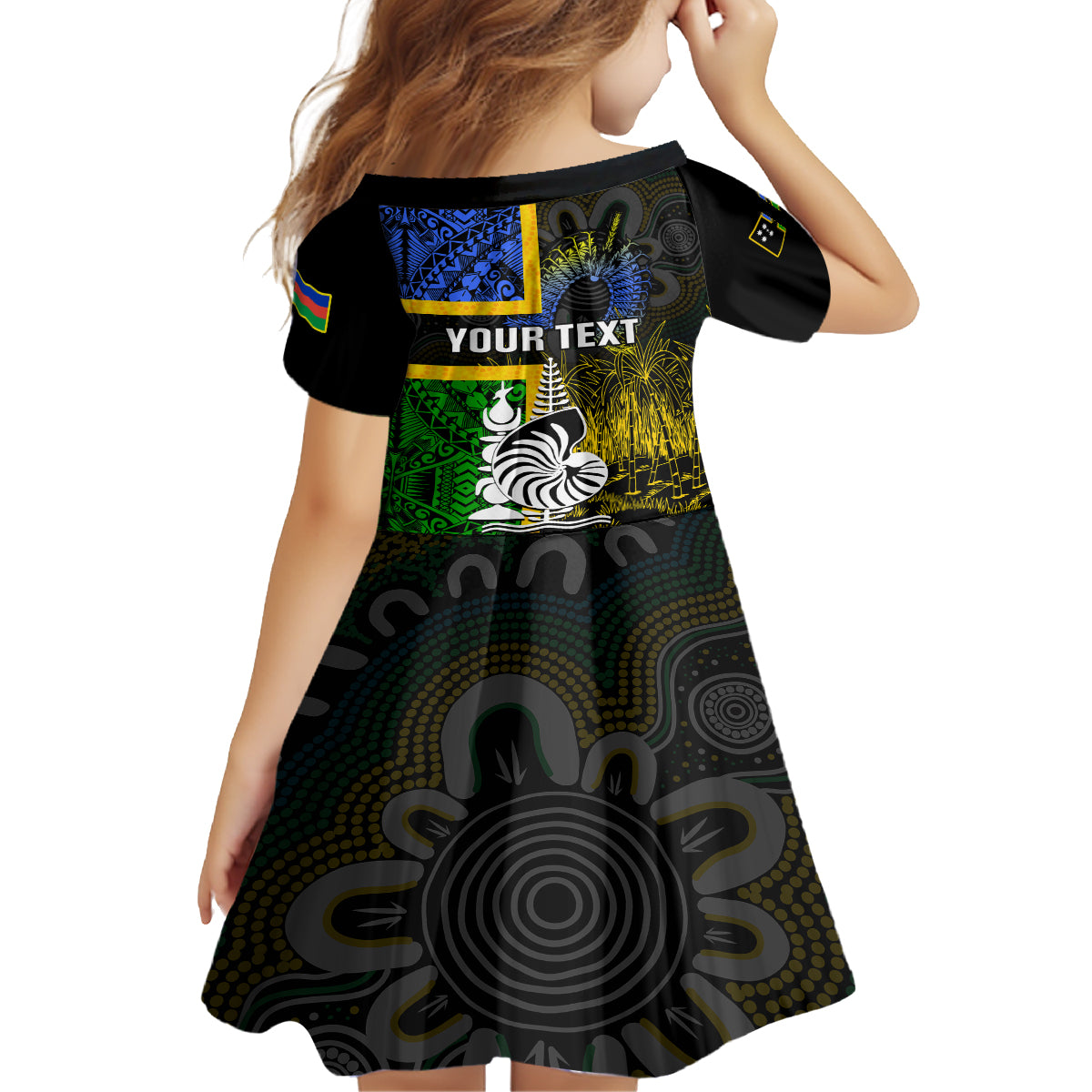 Personalised South Sea Islanders Family Matching Off Shoulder Long Sleeve Dress and Hawaiian Shirt Kanakas With New Caledonia Coat Of Arms LT14 - Polynesian Pride