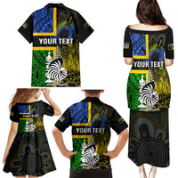 Personalised South Sea Islanders Family Matching Puletasi Dress and Hawaiian Shirt Kanakas With New Caledonia Coat Of Arms LT14 - Polynesian Pride
