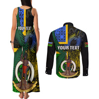 Personalised South Sea Islanders Couples Matching Tank Maxi Dress and Long Sleeve Button Shirts Kanakas With Vanuatu Coat Of Arms LT14 - Polynesian Pride