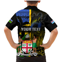 Personalised South Sea Islanders Family Matching Mermaid Dress and Hawaiian Shirt Kanakas With Fiji Coat Of Arms LT14 - Polynesian Pride