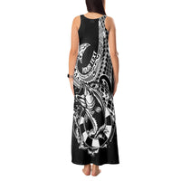 Personalised Polynesia Tank Maxi Dress Fish Hook Tattoo Go Fishing Polynesian Pattern Black LT14 - Polynesian Pride