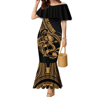 polynesia-family-matching-mermaid-dress-and-hawaiian-shirt-fish-hook-tattoo-go-fishing-polynesian-pattern-gold