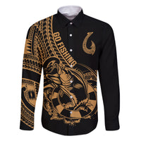 polynesia-family-matching-off-shoulder-maxi-dress-and-hawaiian-shirt-fish-hook-tattoo-go-fishing-polynesian-pattern-gold