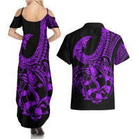 polynesia-couples-matching-summer-maxi-dress-and-hawaiian-shirt-fish-hook-tattoo-go-fishing-polynesian-pattern-purple