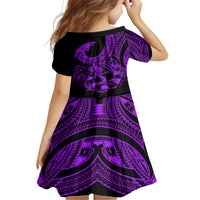 Polynesia Family Matching Long Sleeve Bodycon Dress and Hawaiian Shirt Fish Hook Tattoo Go Fishing Polynesian Pattern Purple LT14 - Polynesian Pride