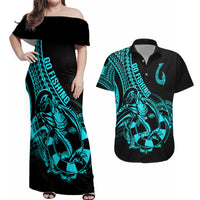 polynesia-couples-matching-off-shoulder-maxi-dress-and-hawaiian-shirt-fish-hook-tattoo-go-fishing-polynesian-pattern-turquosie