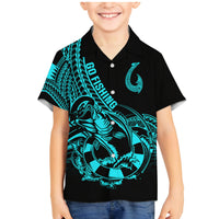 Polynesia Family Matching Mermaid Dress and Hawaiian Shirt Fish Hook Tattoo Go Fishing Polynesian Pattern Turquosie LT14 Son's Shirt Turquoise - Polynesian Pride