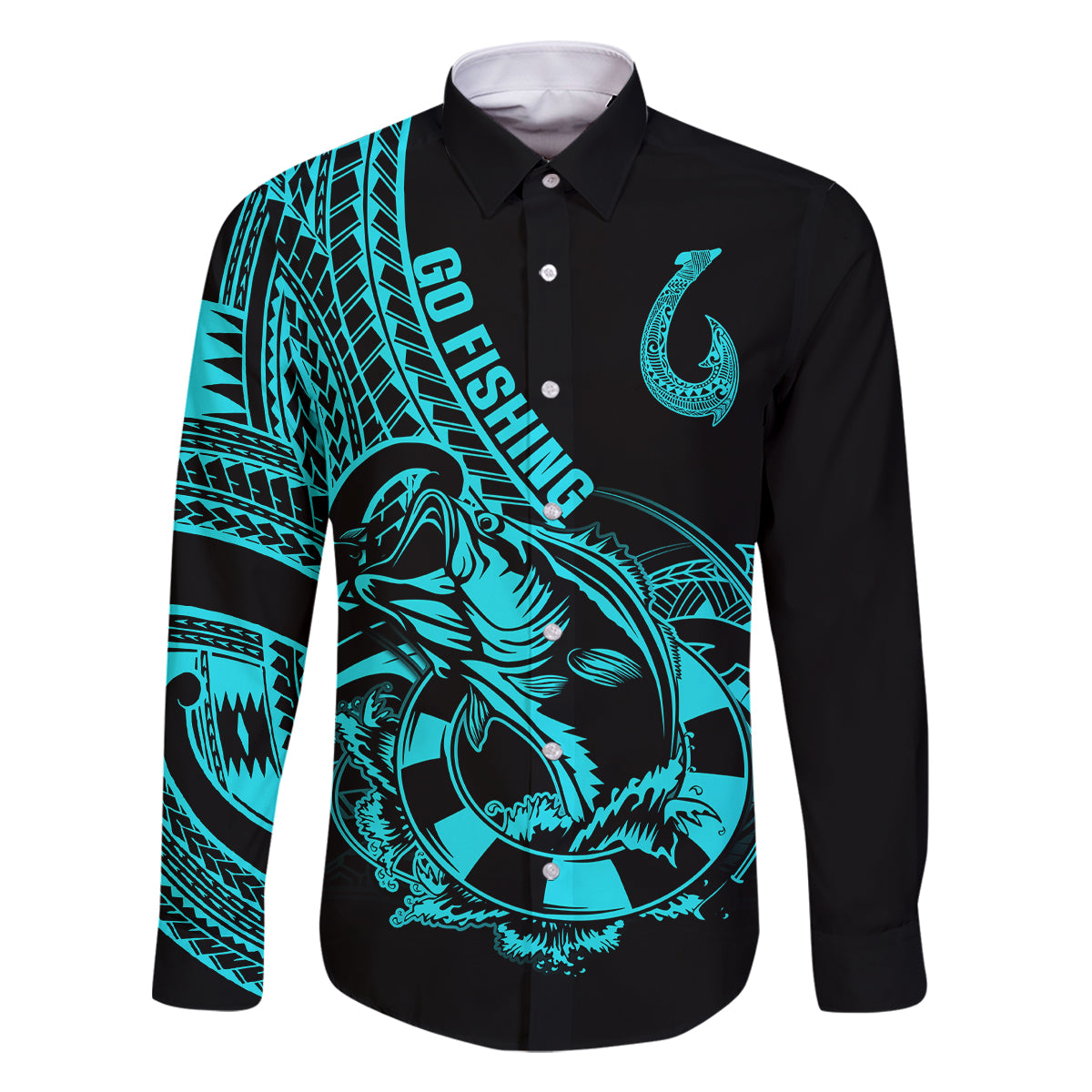 polynesia-family-matching-summer-maxi-dress-and-hawaiian-shirt-fish-hook-tattoo-go-fishing-polynesian-pattern-turquosie