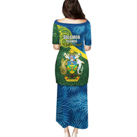 Solomon Islands Family Matching Puletasi Dress and Hawaiian Shirt Tropical Leaves With Melanesian Pattern LT14 - Polynesian Pride
