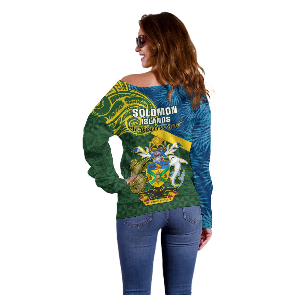 solomon-islands-off-shoulder-sweater-tropical-leaves-with-melanesian-pattern
