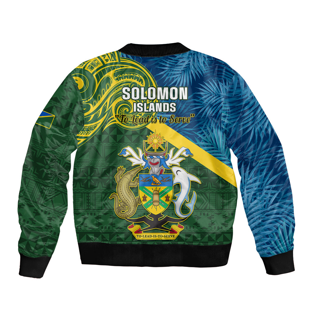 solomon-islands-sleeve-zip-bomber-jacket-tropical-leaves-with-melanesian-pattern