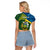 Personalised Solomon Islands Raglan Cropped T Shirt Tropical Leaves With Melanesian Pattern LT14 - Polynesian Pride