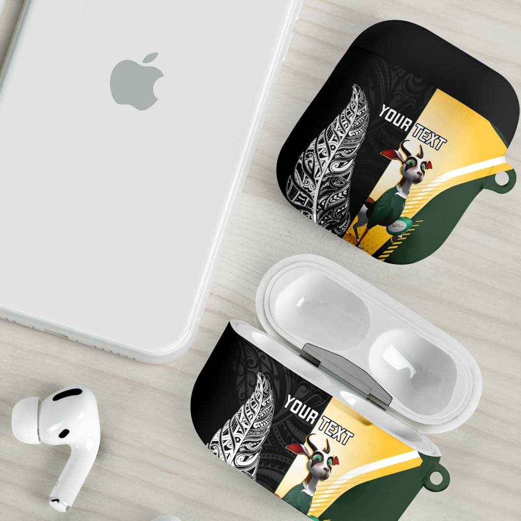 New Zealand and South Africa Rugby Custom AirPods Case Maori Silver Fern Springbok Together LT14 - Polynesian Pride