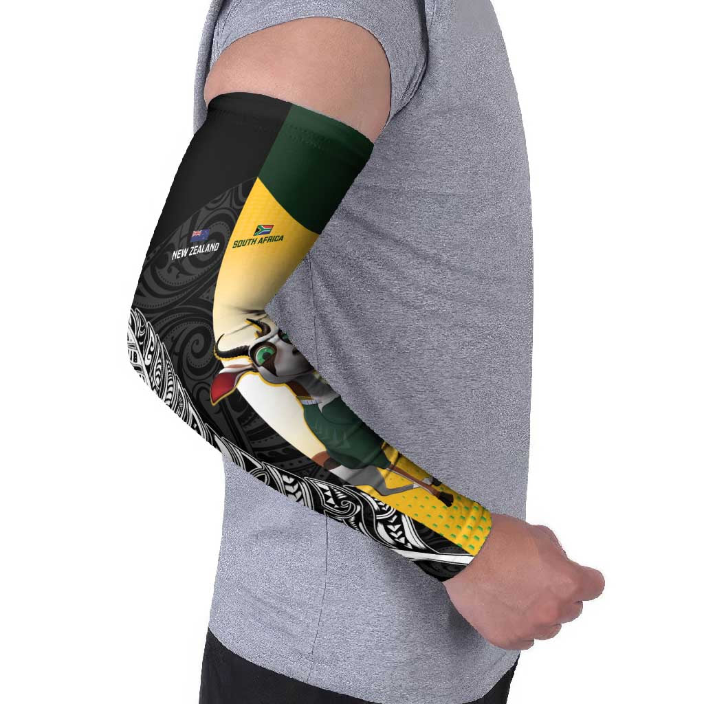 New Zealand and South Africa Rugby Custom Arm Sleeves Maori Silver Fern Springbok Together LT14 - Polynesian Pride