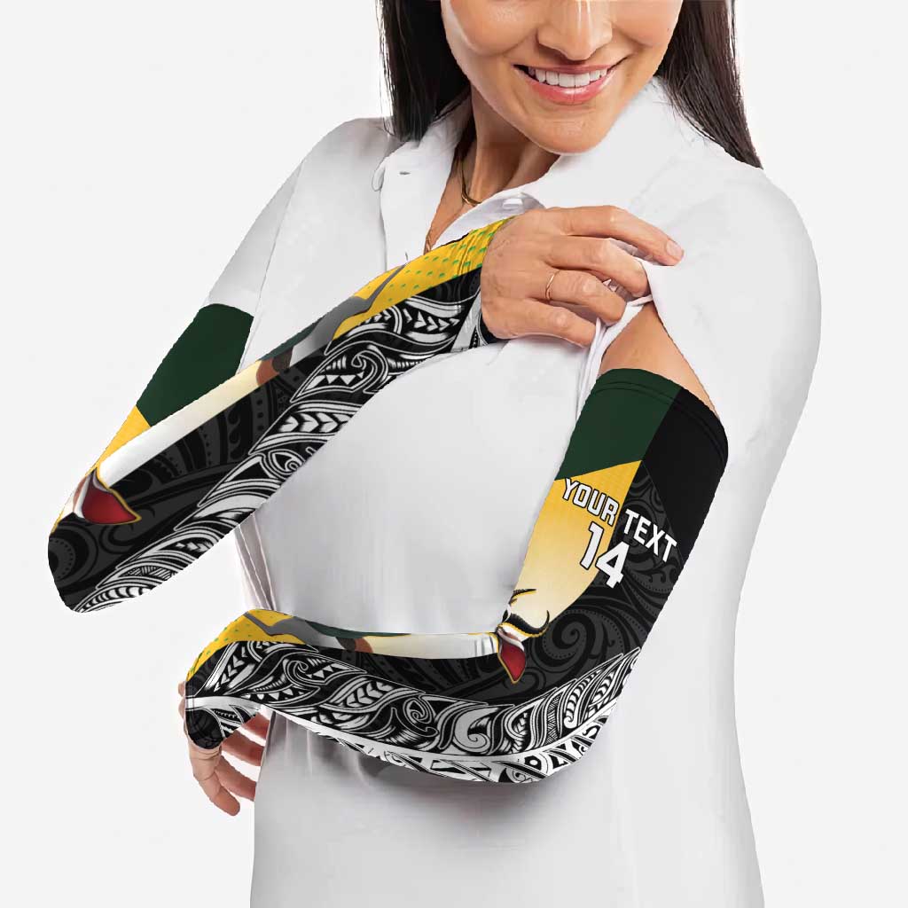 New Zealand and South Africa Rugby Custom Arm Sleeves Maori Silver Fern Springbok Together LT14 - Polynesian Pride
