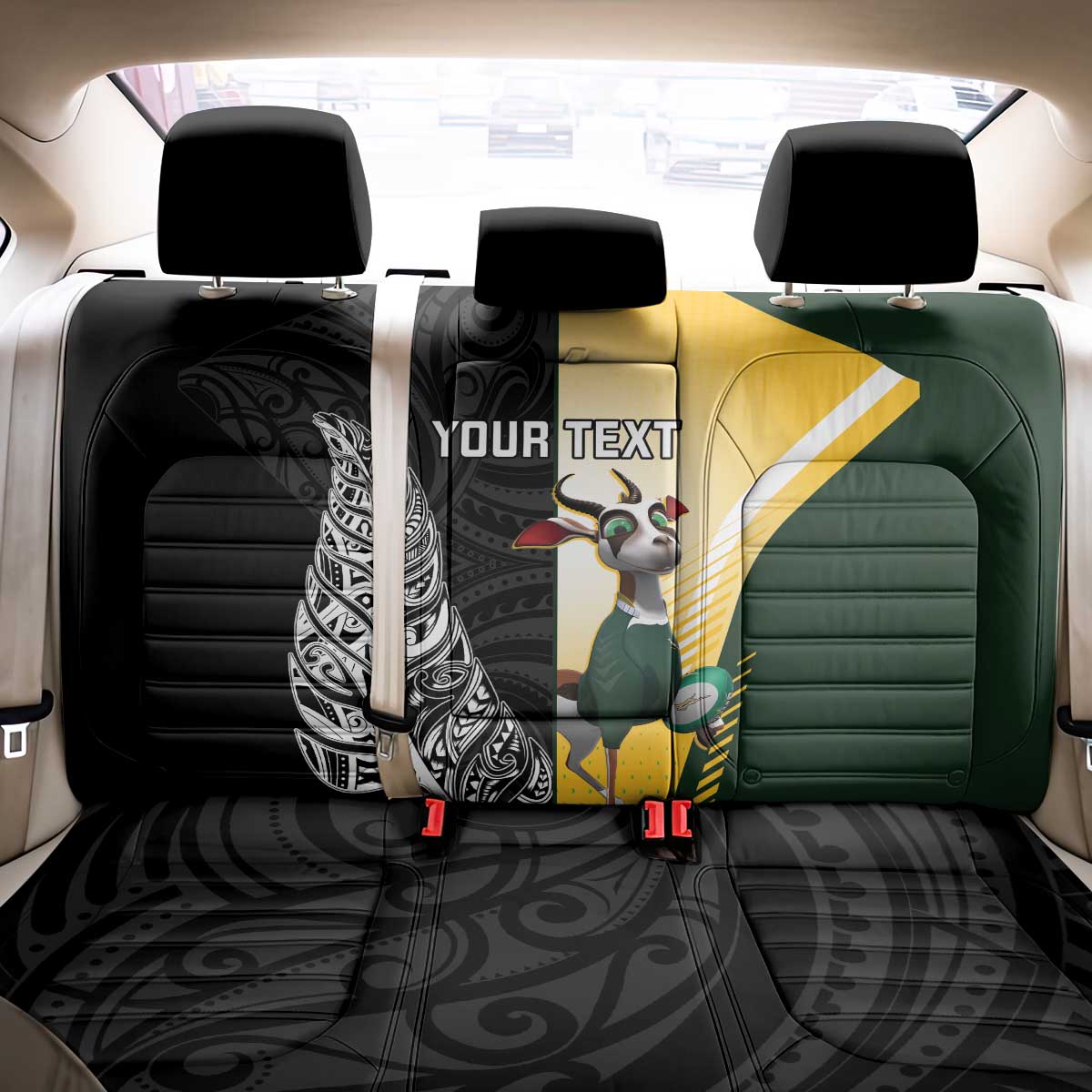 New Zealand and South Africa Rugby Custom Back Car Seat Cover Maori Silver Fern Springbok Together LT14 - Polynesian Pride