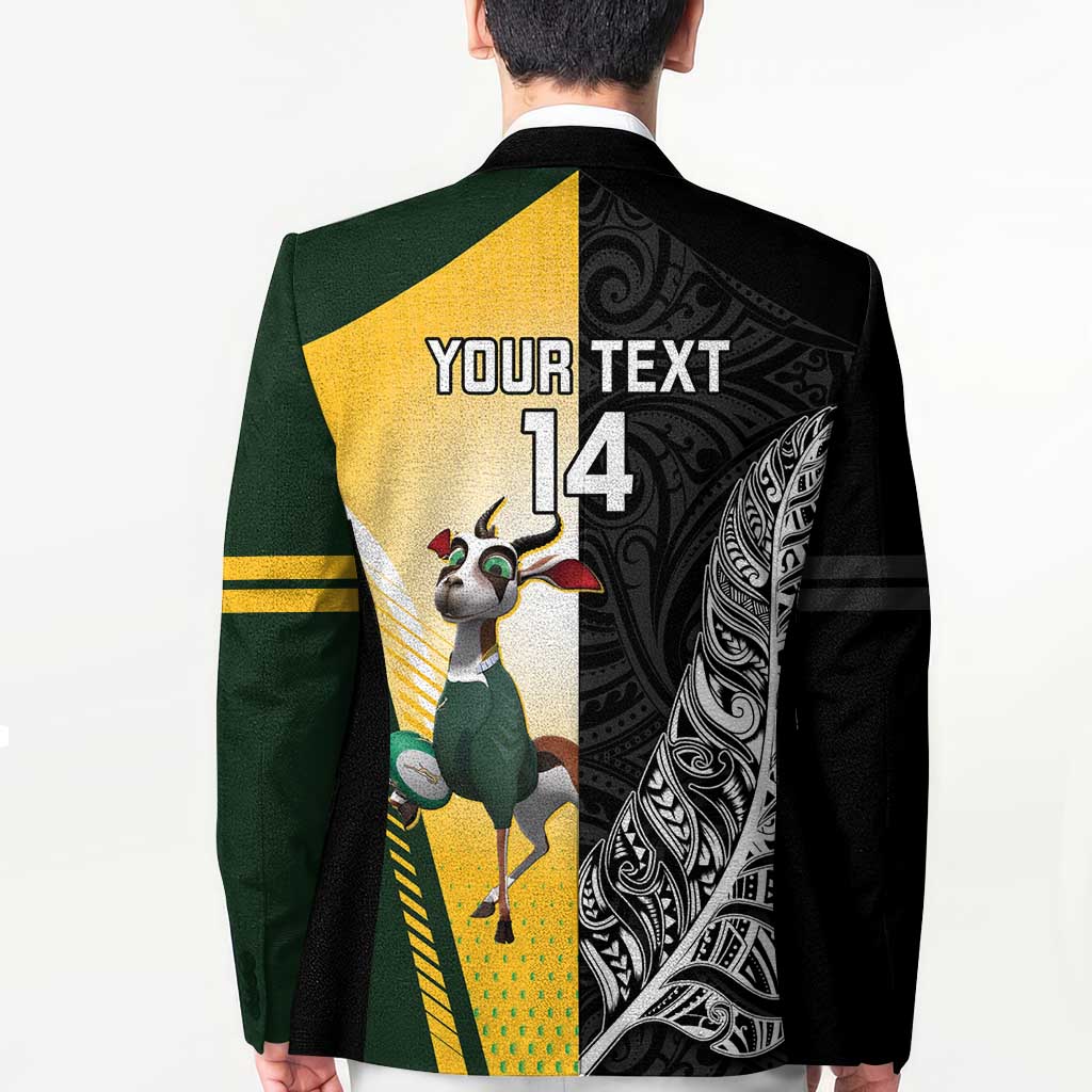 New Zealand and South Africa Rugby Custom Blazer Maori Silver Fern Springbok Together - Polynesian Pride