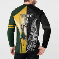 New Zealand and South Africa Rugby Custom Button Sweatshirt Maori Silver Fern Springbok Together - Polynesian Pride