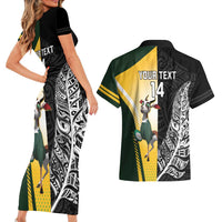 New Zealand and South Africa Rugby Custom Couples Matching Short Sleeve Bodycon Dress and Hawaiian Shirt Maori Silver Fern Springbok Together LT14 - Polynesian Pride