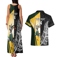 New Zealand and South Africa Rugby Custom Couples Matching Tank Maxi Dress and Hawaiian Shirt Maori Silver Fern Springbok Together LT14 - Polynesian Pride