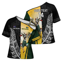 New Zealand and South Africa Rugby Custom Cross Shoulder Shirt Maori Silver Fern Springbok Together LT14 - Polynesian Pride
