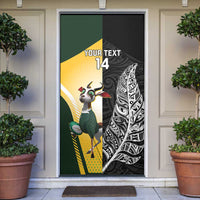 New Zealand and South Africa Rugby Custom Door Cover Maori Silver Fern Springbok Together LT14 Black - Polynesian Pride