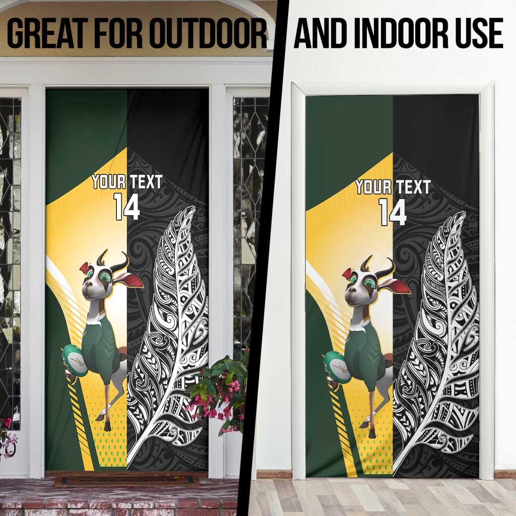 New Zealand and South Africa Rugby Custom Door Cover Maori Silver Fern Springbok Together LT14 - Polynesian Pride