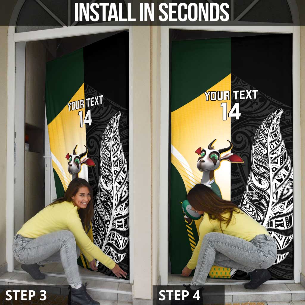New Zealand and South Africa Rugby Custom Door Cover Maori Silver Fern Springbok Together LT14 - Polynesian Pride