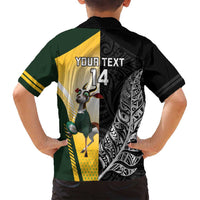 New Zealand and South Africa Rugby Custom Family Matching Off Shoulder Short Dress and Hawaiian Shirt Maori Silver Fern Springbok Together LT14 - Polynesian Pride