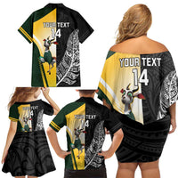 New Zealand and South Africa Rugby Custom Family Matching Off Shoulder Short Dress and Hawaiian Shirt Maori Silver Fern Springbok Together LT14 - Polynesian Pride