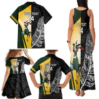 New Zealand and South Africa Rugby Custom Family Matching Tank Maxi Dress and Hawaiian Shirt Maori Silver Fern Springbok Together LT14 - Polynesian Pride