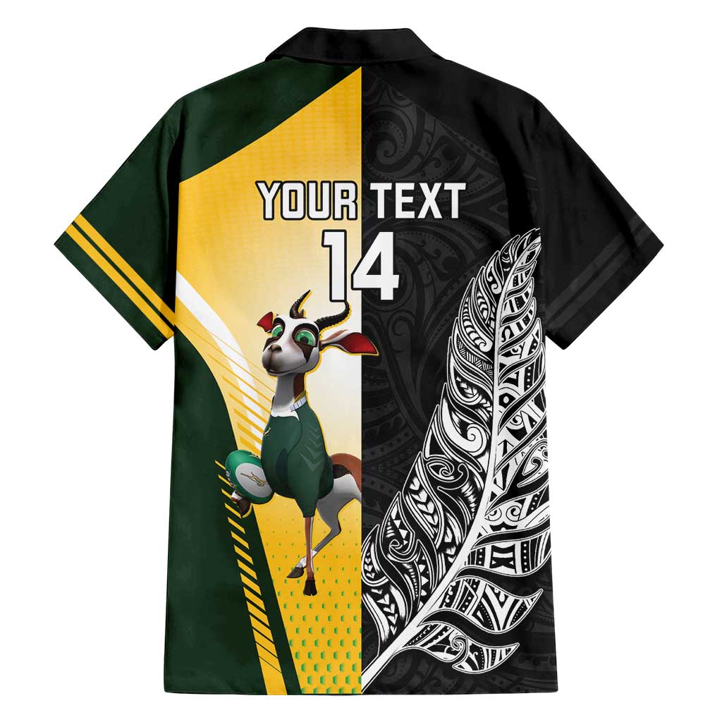 New Zealand and South Africa Rugby Custom Family Matching Tank Maxi Dress and Hawaiian Shirt Maori Silver Fern Springbok Together LT14 - Polynesian Pride