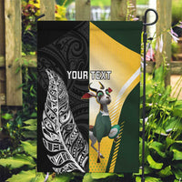 New Zealand and South Africa Rugby Custom Garden Flag Maori Silver Fern Springbok Together LT14 Garden Flag Black - Polynesian Pride