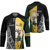 New Zealand and South Africa Rugby Custom Hockey Jersey Maori Silver Fern Springbok Together LT14 - Polynesian Pride