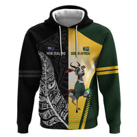 New Zealand and South Africa Rugby Custom Hoodie Maori Silver Fern Springbok Together LT14 Pullover Hoodie Black - Polynesian Pride